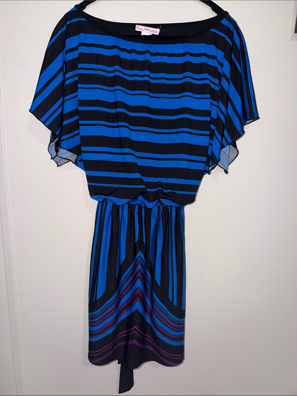 Wishes Wishes Wishes Blue and Black Striped Midi Dress